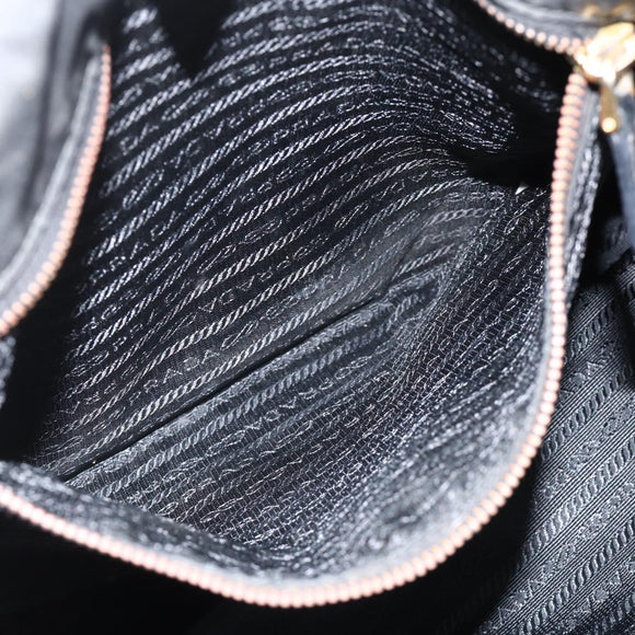 PRADA Tote Bag Nylon Black Gold Auth YKZ773
