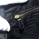 PRADA Tote Bag Nylon Black Gold Auth YKZ773-23