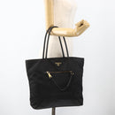 PRADA Tote Bag Nylon Black Gold Auth YKZ773-27