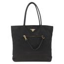 PRADA Tote Bag Nylon Black Gold Auth YKZ773-13