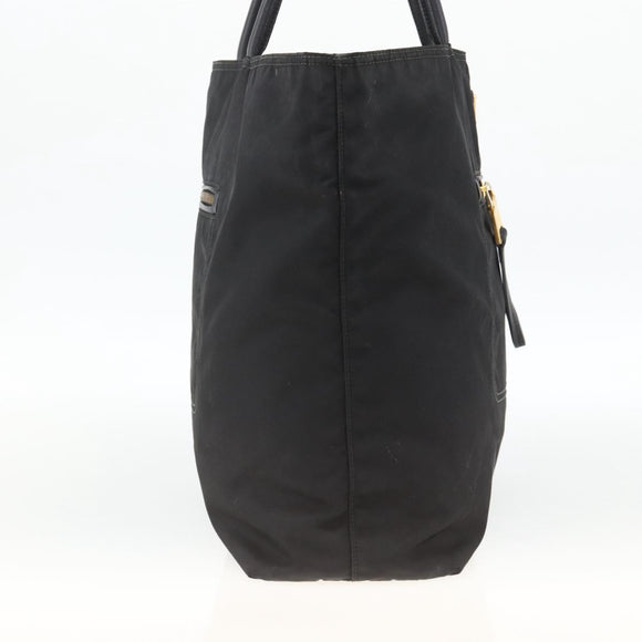 PRADA Tote Bag Nylon Black Gold Auth YKZ773