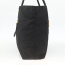 PRADA Tote Bag Nylon Black Gold Auth YKZ773-4