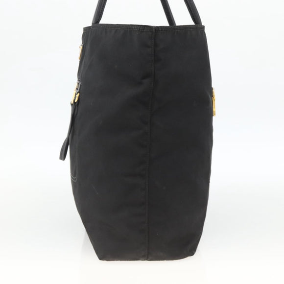 PRADA Tote Bag Nylon Black Gold Auth YKZ773