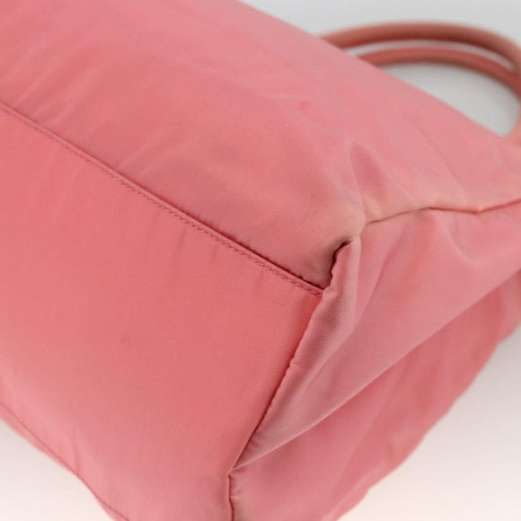 PRADA Tote Bag Nylon Pink Silver Auth YKZ774