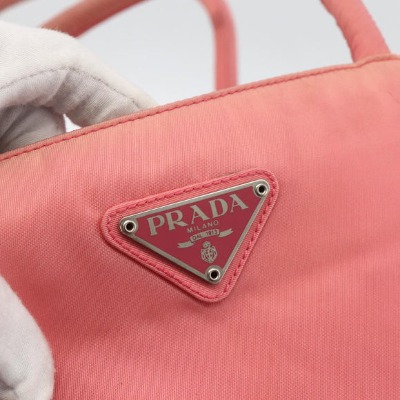 PRADA Tote Bag Nylon Pink Silver Auth YKZ774