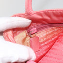 PRADA Tote Bag Nylon Pink Silver Auth YKZ774-20