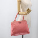 PRADA Tote Bag Nylon Pink Silver Auth YKZ774-25