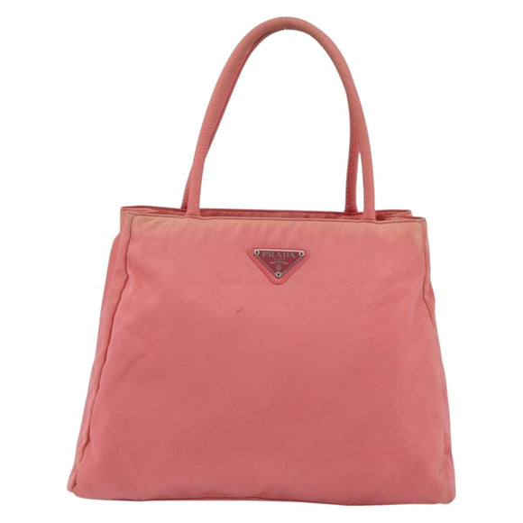PRADA Tote Bag Nylon Pink Silver Auth YKZ774