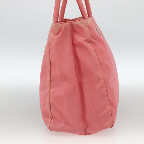 PRADA Tote Bag Nylon Pink Silver Auth YKZ774
