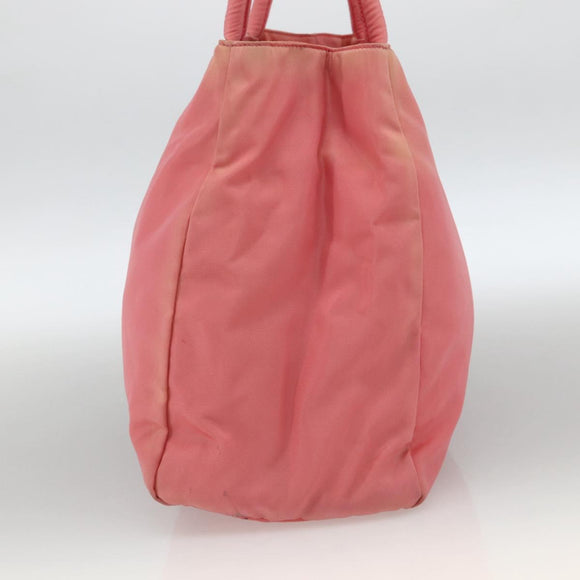 PRADA Tote Bag Nylon Pink Silver Auth YKZ774