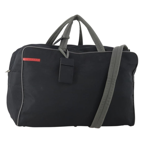 PRADA Sports Boston Bag Nylon 2way Black Silver Auth YKZ775