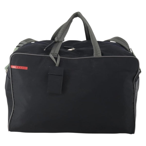 PRADA Sports Boston Bag Nylon 2way Black Silver Auth YKZ775