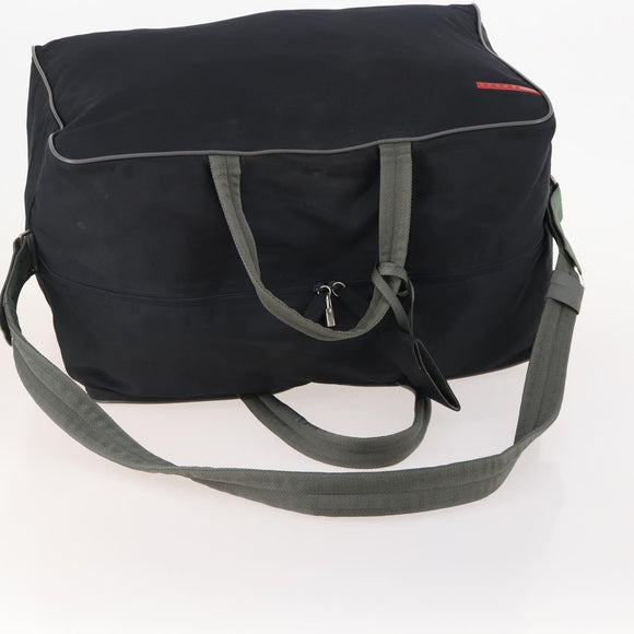 PRADA Sports Boston Bag Nylon 2way Black Silver Auth YKZ775