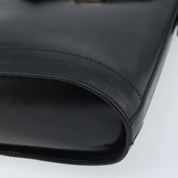 CELINE Horsebit Shoulder Bag Leather Black Gold Auth YKZ776A