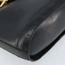 CELINE Horsebit Shoulder Bag Leather Black Gold Auth YKZ776A-9