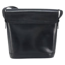 CELINE Horsebit Shoulder Bag Leather Black Gold Auth YKZ776A-2