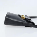 CELINE Horsebit Shoulder Bag Leather Black Gold Auth YKZ776A-3