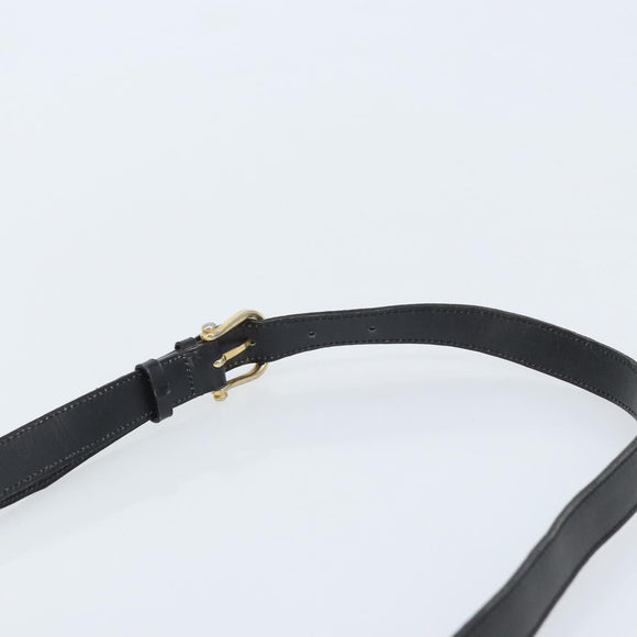 CELINE Horsebit Shoulder Bag Leather Black Gold Auth YKZ776A