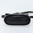 CELINE Horsebit Shoulder Bag Leather Black Gold Auth YKZ776A-5