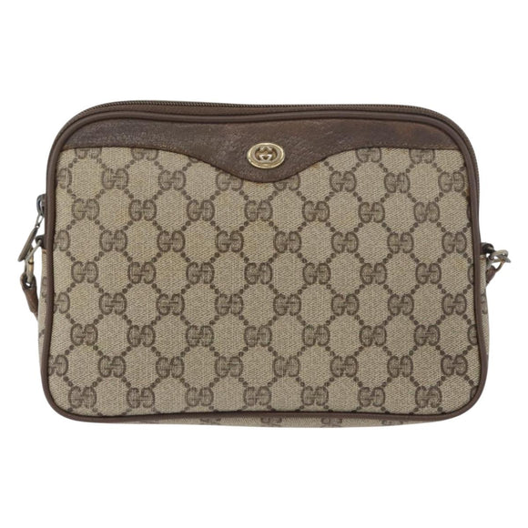 GUCCI GG Supreme Shoulder Bag PVC Beige Gold 89 02 068 Auth YKZ782