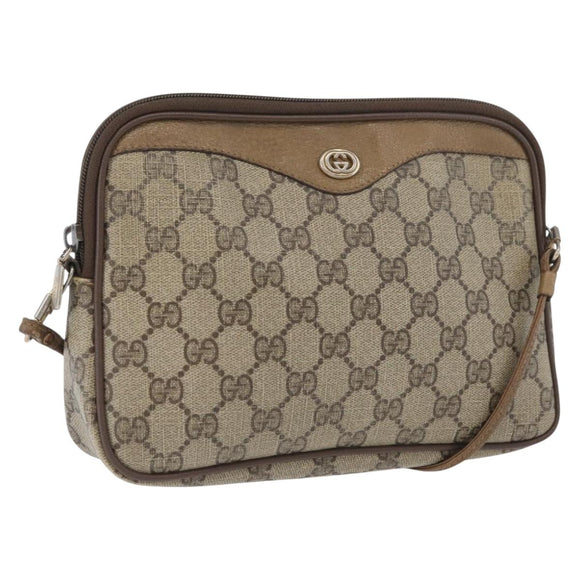 GUCCI GG Supreme Umhängetasche PVC Beige Gold 97 02 068 Auth YKZ783