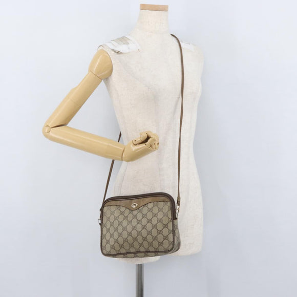 GUCCI GG Supreme Umhängetasche PVC Beige Gold 97 02 068 Auth YKZ783