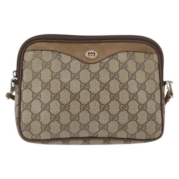 GUCCI GG Supreme Umhängetasche PVC Beige Gold 97 02 068 Auth YKZ783