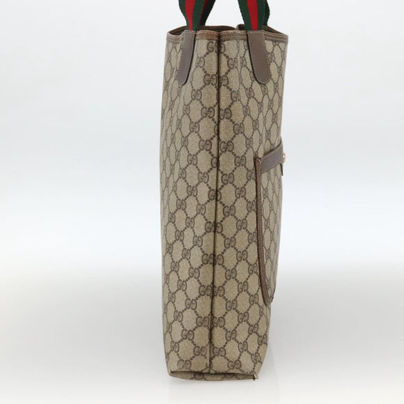 GUCCI GG Supreme Web Sherry Line Tote Bag PVC Beige Gold 39 02 003 Auth YKZ784