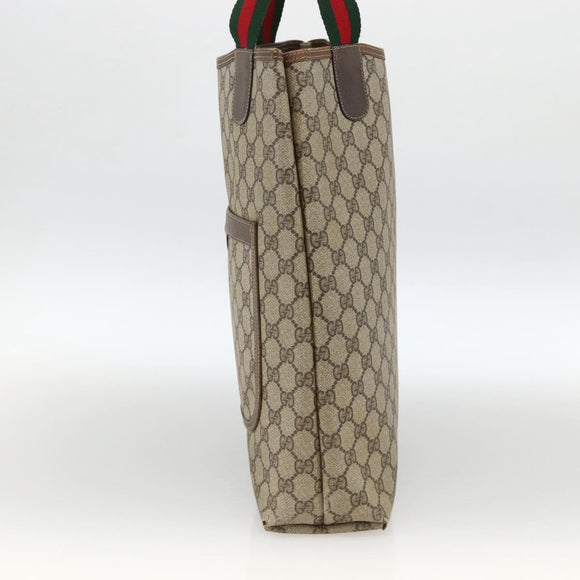 GUCCI GG Supreme Web Sherry Line Tote Bag PVC Beige Gold 39 02 003 Auth YKZ784