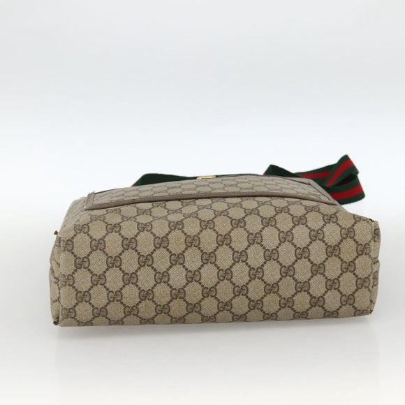 GUCCI GG Supreme Web Sherry Line Tote Bag PVC Beige Gold 39 02 003 Auth YKZ784