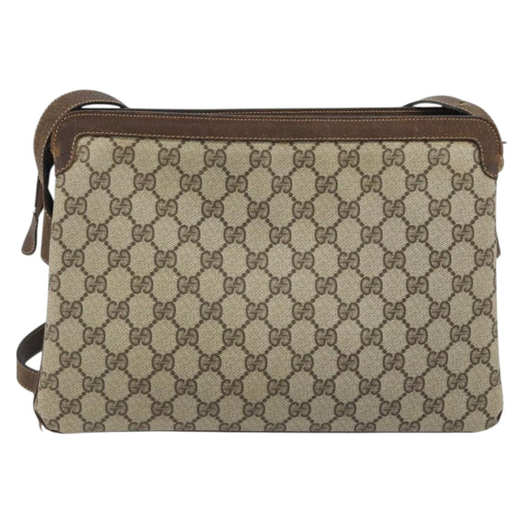GUCCI GG Supreme Web Sherry Line Shoulder Bag PVC Beige Gold 010 378 Auth YKZ785
