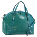 GUCCI Micro GG Supreme Hand Bag PVC 2way Outlet Green Silver Auth YKZ787-1
