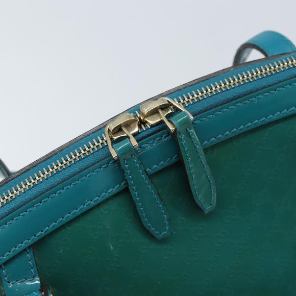 GUCCI Micro GG Supreme Hand Bag PVC 2way Outlet Green Silver Auth YKZ787