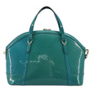 GUCCI Micro GG Supreme Hand Bag PVC 2way Outlet Green Silver Auth YKZ787-2