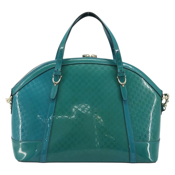 GUCCI Micro GG Supreme Hand Bag PVC 2way Outlet Green Silver Auth YKZ787