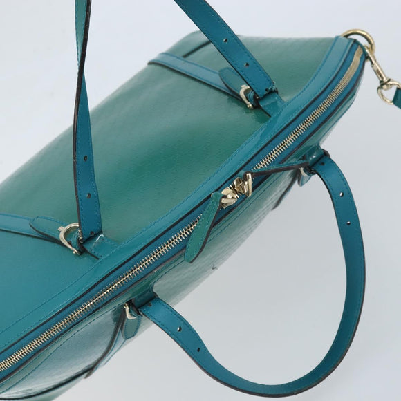 GUCCI Micro GG Supreme Hand Bag PVC 2way Outlet Green Silver Auth YKZ787