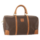 CELINE Macadam Canvas Boston Bag PVC Leather Brown Gold Auth YKZ788-1