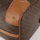 CELINE Macadam Canvas Boston Bag PVC Leather Brown Gold Auth YKZ788-9