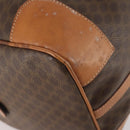 CELINE Macadam Canvas Boston Bag PVC Leather Brown Gold Auth YKZ788-14