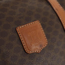 CELINE Macadam Canvas Boston Bag PVC Leather Brown Gold Auth YKZ788-17