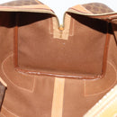 CELINE Macadam Canvas Boston Bag PVC Leather Brown Gold Auth YKZ788-19