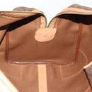 CELINE Macadam Canvas Boston Bag PVC Leather Brown Gold Auth YKZ788-20