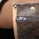 CELINE Macadam Canvas Boston Bag PVC Leather Brown Gold Auth YKZ788-21