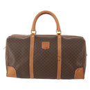 CELINE Macadam Canvas Boston Bag PVC Leather Brown Gold Auth YKZ788-13