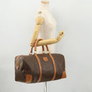 CELINE Macadam Canvas Boston Bag PVC Leather Brown Gold Auth YKZ788-22