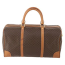 CELINE Macadam Canvas Boston Bag PVC Leather Brown Gold Auth YKZ788-2