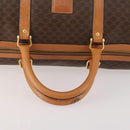 CELINE Macadam Canvas Boston Bag PVC Leather Brown Gold Auth YKZ788-7