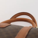 CELINE Macadam Canvas Boston Bag PVC Leather Brown Gold Auth YKZ788-8