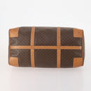 CELINE Macadam Canvas Boston Bag PVC Leather Brown Gold Auth YKZ788-5
