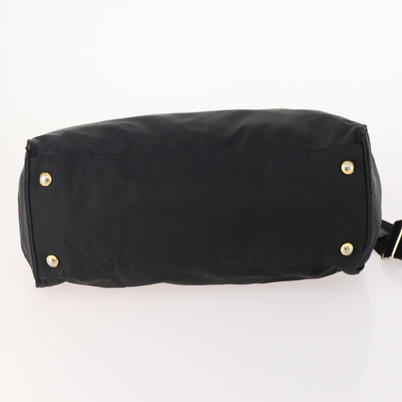 PRADA Hand Bag Nylon 2way Black Gold Auth YKZ792